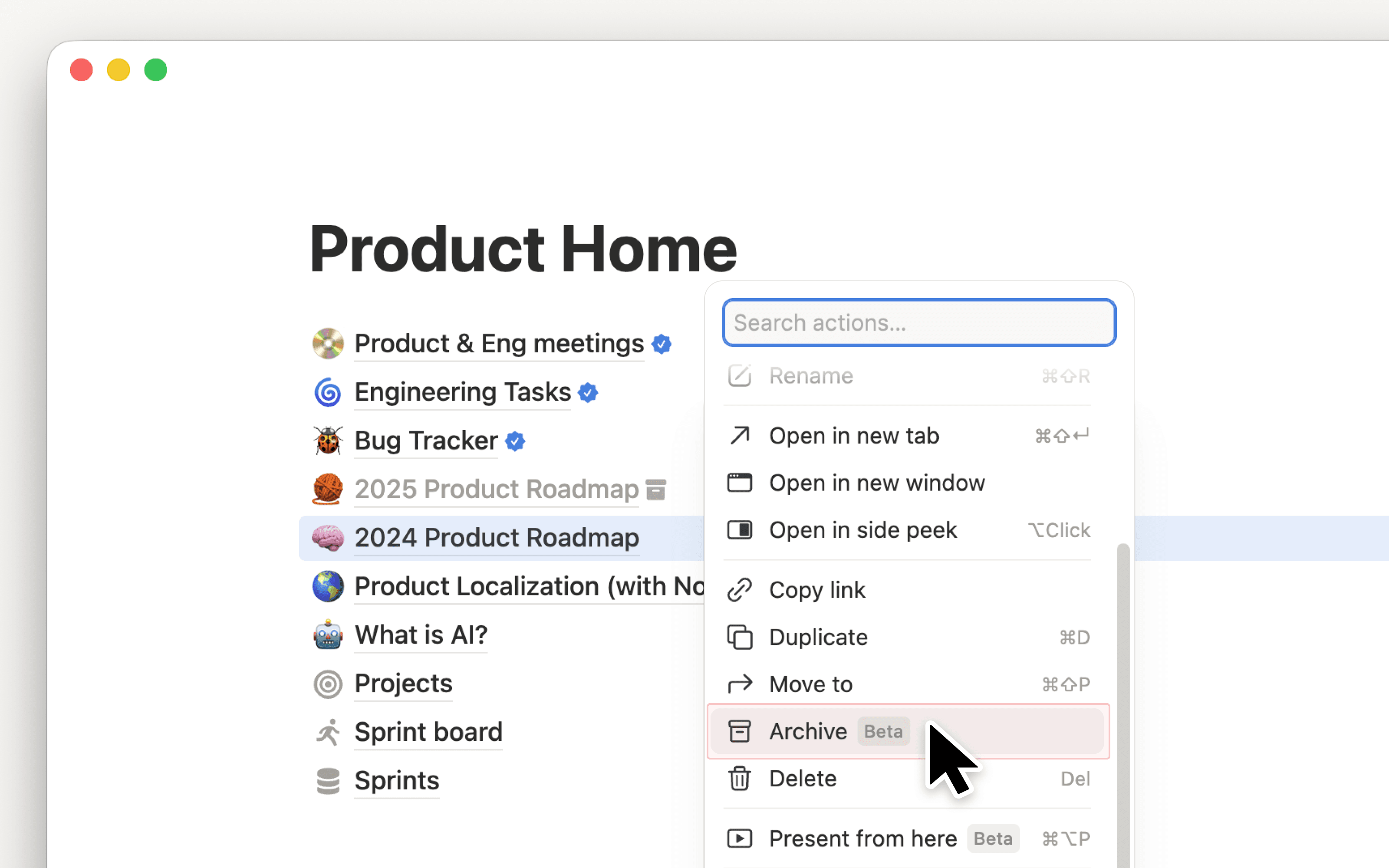 Lưu trữ các trang cũ để giữ cho không gian làm việc luôn mới mẻ