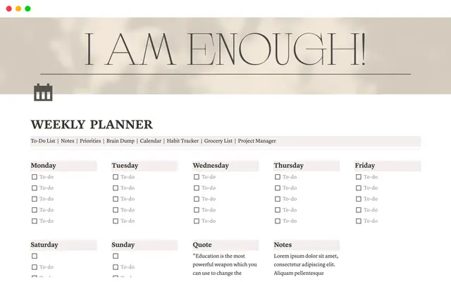 WEEKLY PLANNER