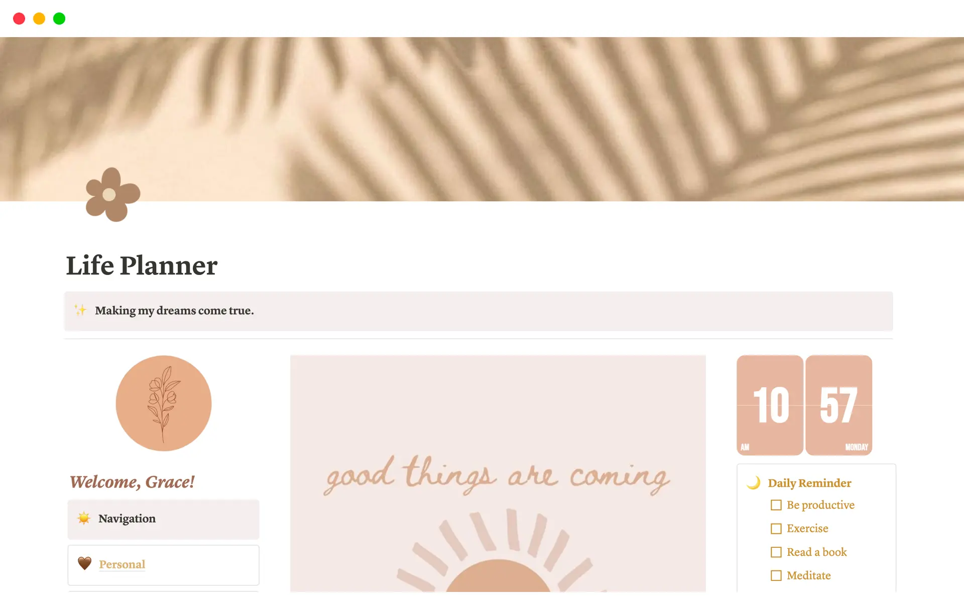 Screenshot of Top 10 Free Personal Planner Templates collection by Notion